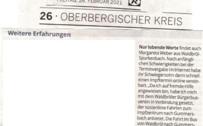 Nur positive Reaktionen zu den Impffahrten des Bürgerbus