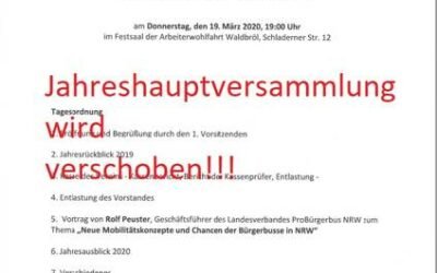 Jahreshauptversammlung 2020 und Fahrten zum Waldbröler Markt!